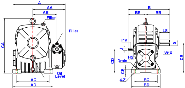 蜗轮减速机ASF50/80～80/135详细图纸