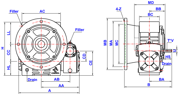蜗轮减速机UMF40/70-80/135详细图纸
