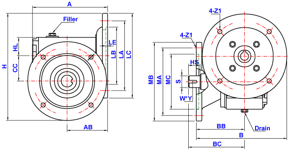 蜗轮减速机DNM 60 ~ 70图纸详细参数